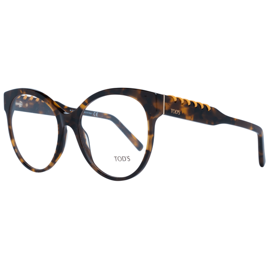 Tod's Chic Brown Round Full-Rim Women's Glasses showcasing elegant design and durability with a tortoiseshell finish.