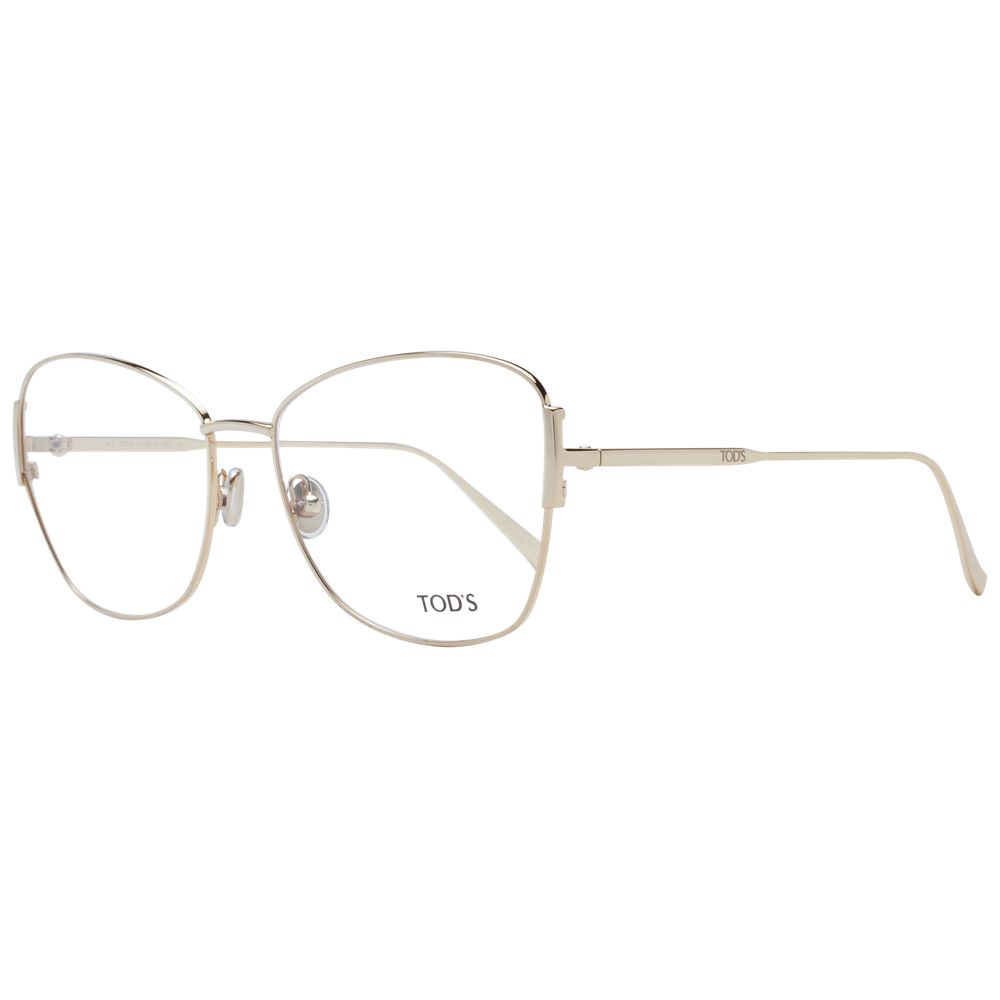 Tod's Gold Women Glasses Frame in full-rim butterfly style with metal frame and demo lenses, includes branded case.