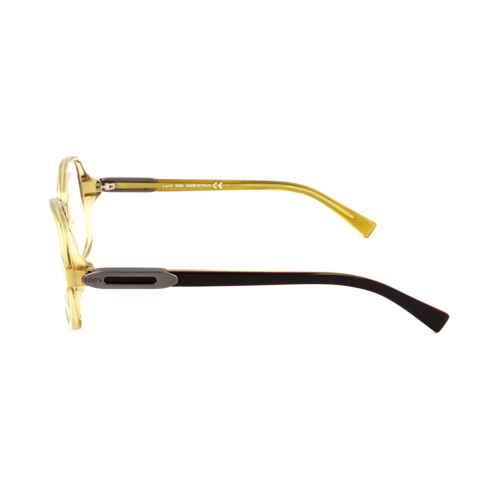 Side view of Tod's Green Acetate Frames with 53/16/135 mm dimensions, showcasing stylish design and quality material for women.