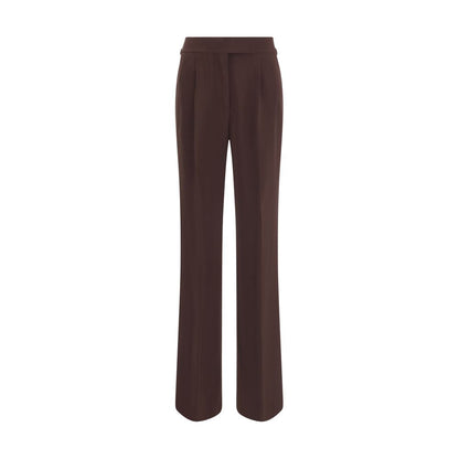 Tom Ford Brown Viscose Casual Pants with elegant wide-leg design and side buckles, showcasing front and back welt pockets.