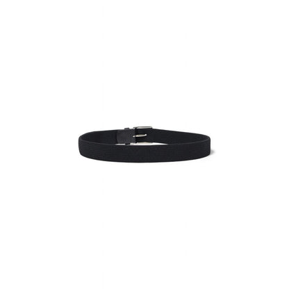 Tommy Hilfiger Black Recycled Polyester Belt with shiny metal buckle, perfect for everyday style and comfort.