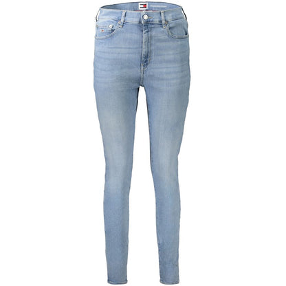 Tommy Hilfiger Blue Cotton Women's Skinny Jean with classic washed effect and iconic logo, showcasing premium style and comfort.