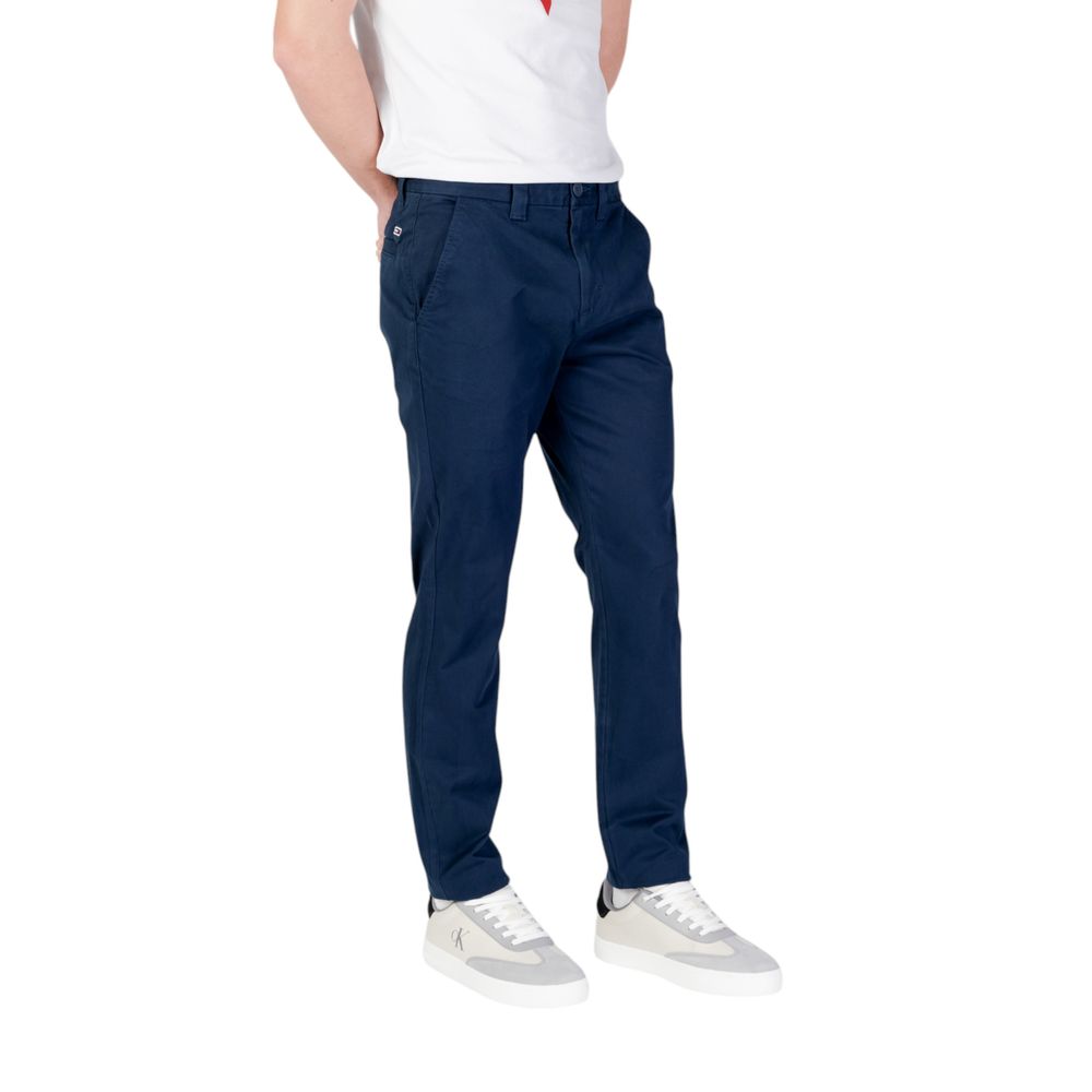 Tommy Hilfiger Jeans Blue Cotton Skinny Pants for men, slim fit chinos with comfortable stretch fabric for versatile style.