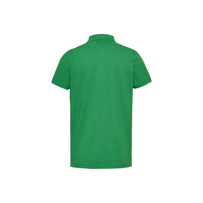 Tommy Hilfiger Jeans Green Cotton Polo Shirt back view showcasing short sleeves and collar