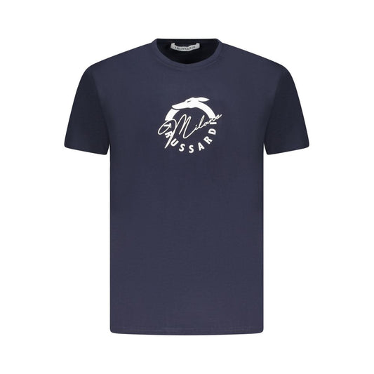 Trussardi Blue Cotton Men T-Shirt with iconic logo and distinctive print.