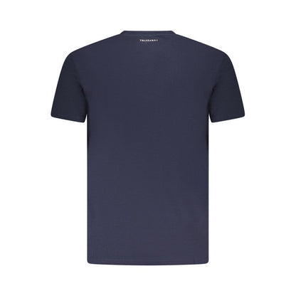 Back view of Trussardi Blue Cotton Men T-Shirt with short sleeves