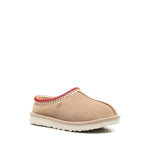UGG Australia Sandals Beige with tobacco brown suede, embroidered edge, and vulcanised-rubber sole for comfort and style.