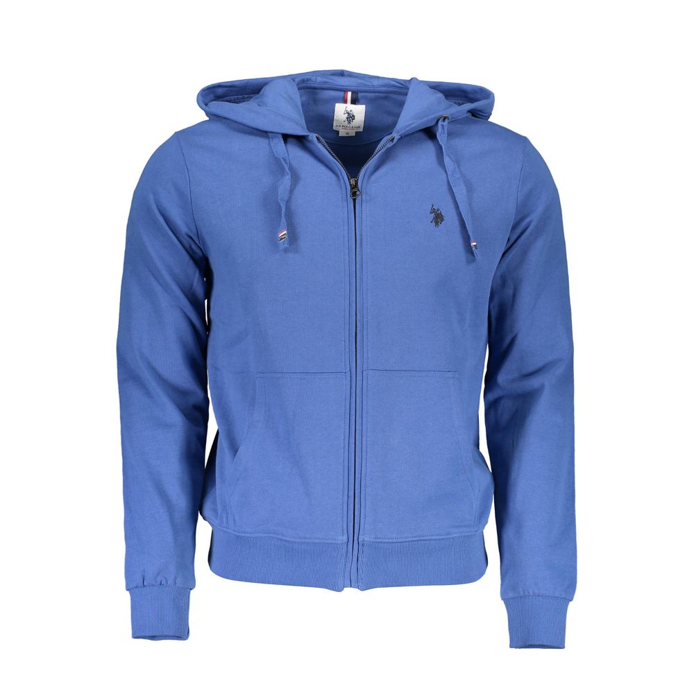 U.S. POLO ASSN. Blue Cotton Men Sweater with hood and logo