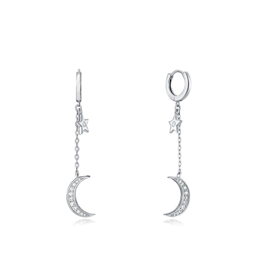 VICEROY JEWELS Mod. 13036E000-30 silver earrings with moon and star design for ladies. Water resistant and quartz movement with official packaging.