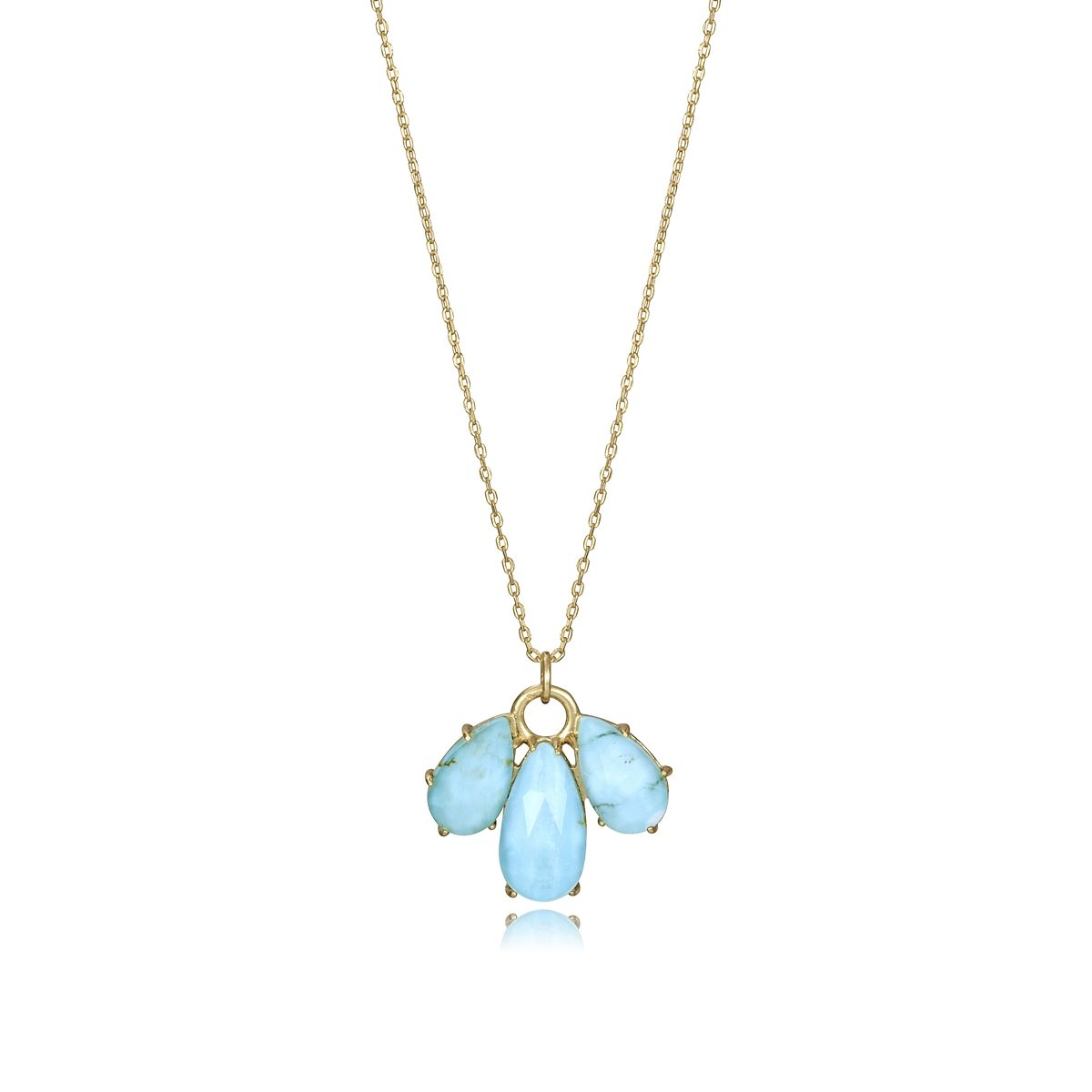 Elegant gold necklace with blue gemstones on a delicate chain