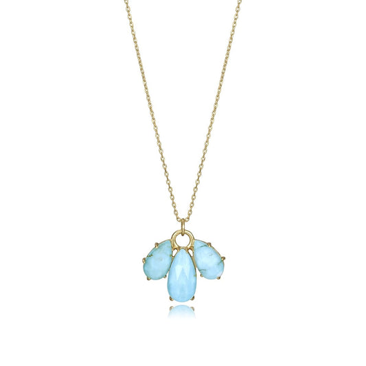 Elegant gold necklace with blue gemstones on a delicate chain
