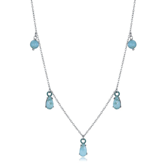 VICEROY JEWELS Mod. 13197C000-93 silver necklace with blue gemstones, designed for ladies, multifunction, water resistant, in official box.