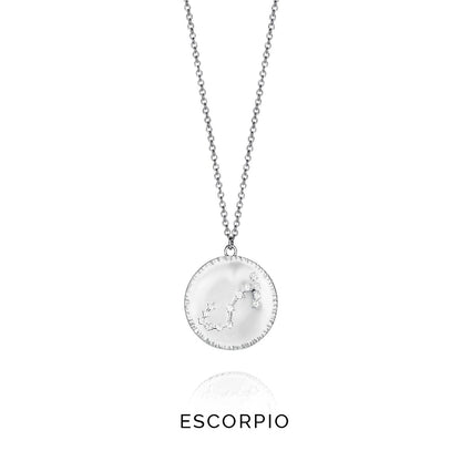 Silver Scorpio pendant necklace featuring a celestial design, perfect for astrology enthusiasts.