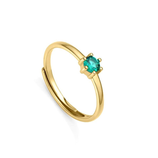 Gold ring with green stone, elegant jewelry design