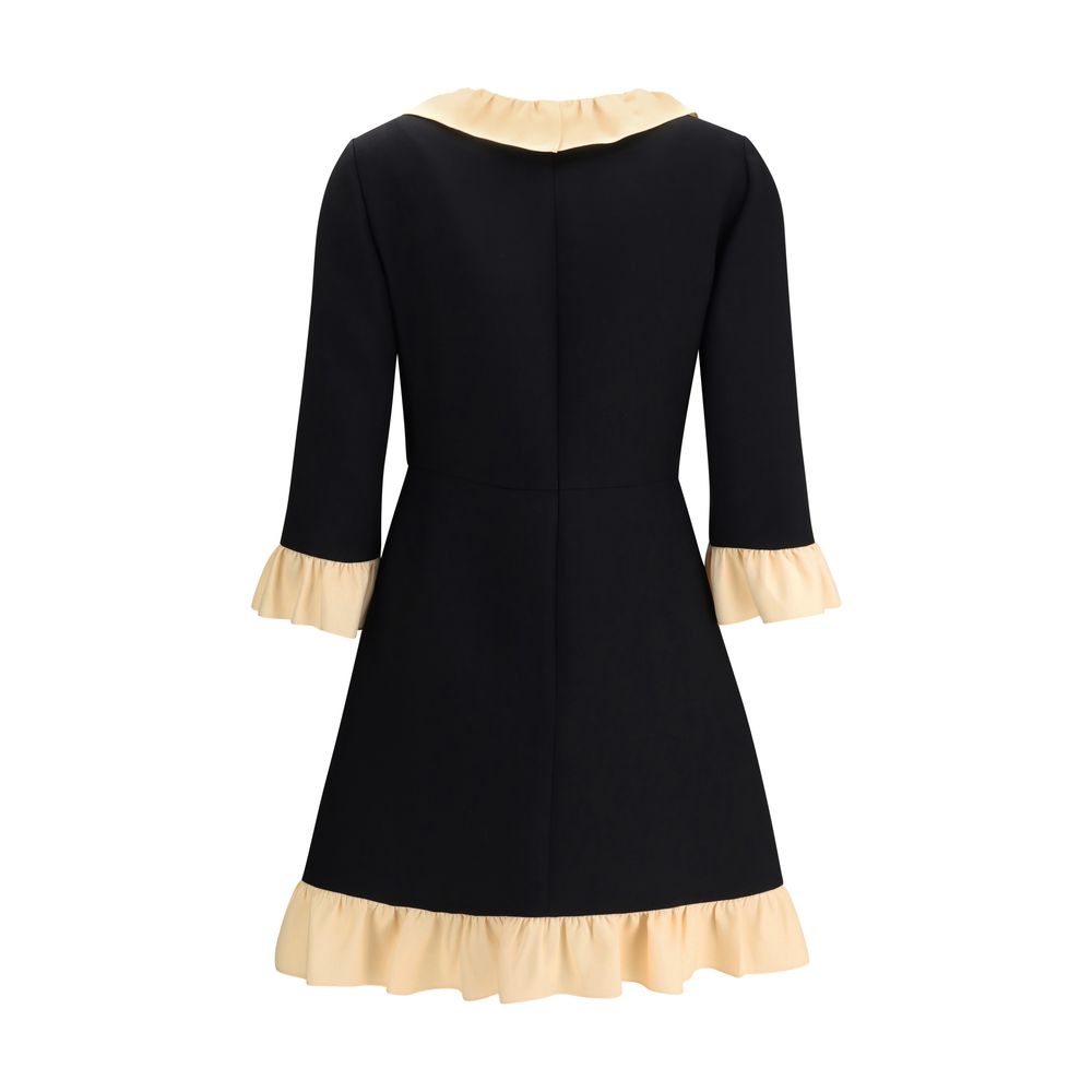 Valentino Black Fleece Wool Cocktail Dress