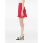 Valentino Crepe Couture Skirt in red with heart motif and faux pocket detail, featuring wool and silk material.