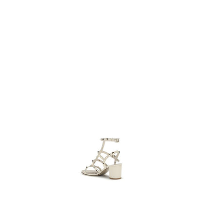 Valentino Garavani Cream Calf Leather Bos Taurus Sandals
