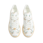 Valentino Garavani Le Chat De La Maison Royco Sneaker In Nappa Calfskin with white lace-up, VLogo, and cat design.