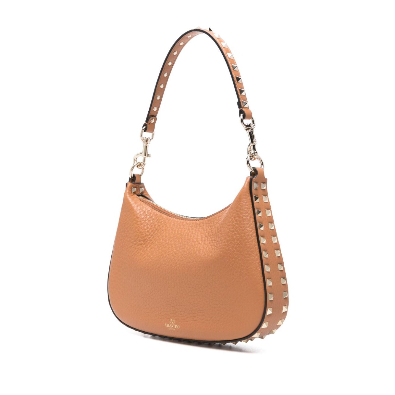 Valentino Garavani Rockstud Hobo In Pomegranate Calfskin