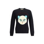 Valentino Le Chat De La Maison Sweater with cat patch, ribbed crew neck, and elegant wool-cotton blend for stylish comfort.