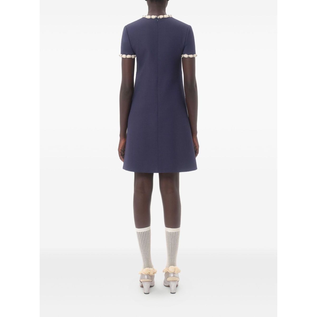 Valentino Short Embroidered Crepe Couture Dress Dresses