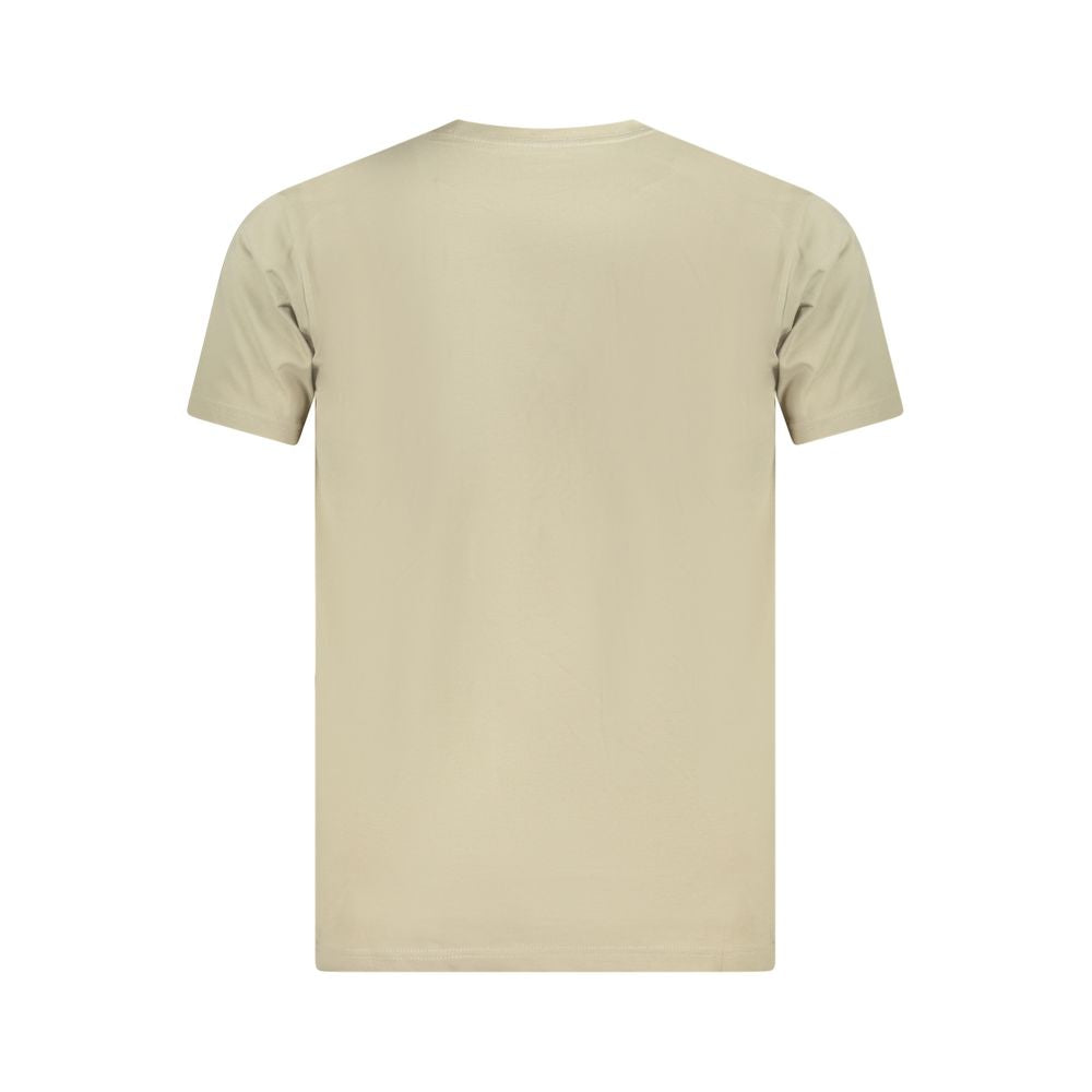 Vans Beige Cotton Men T-Shirt backside view showcasing classic fit and crew neck design.