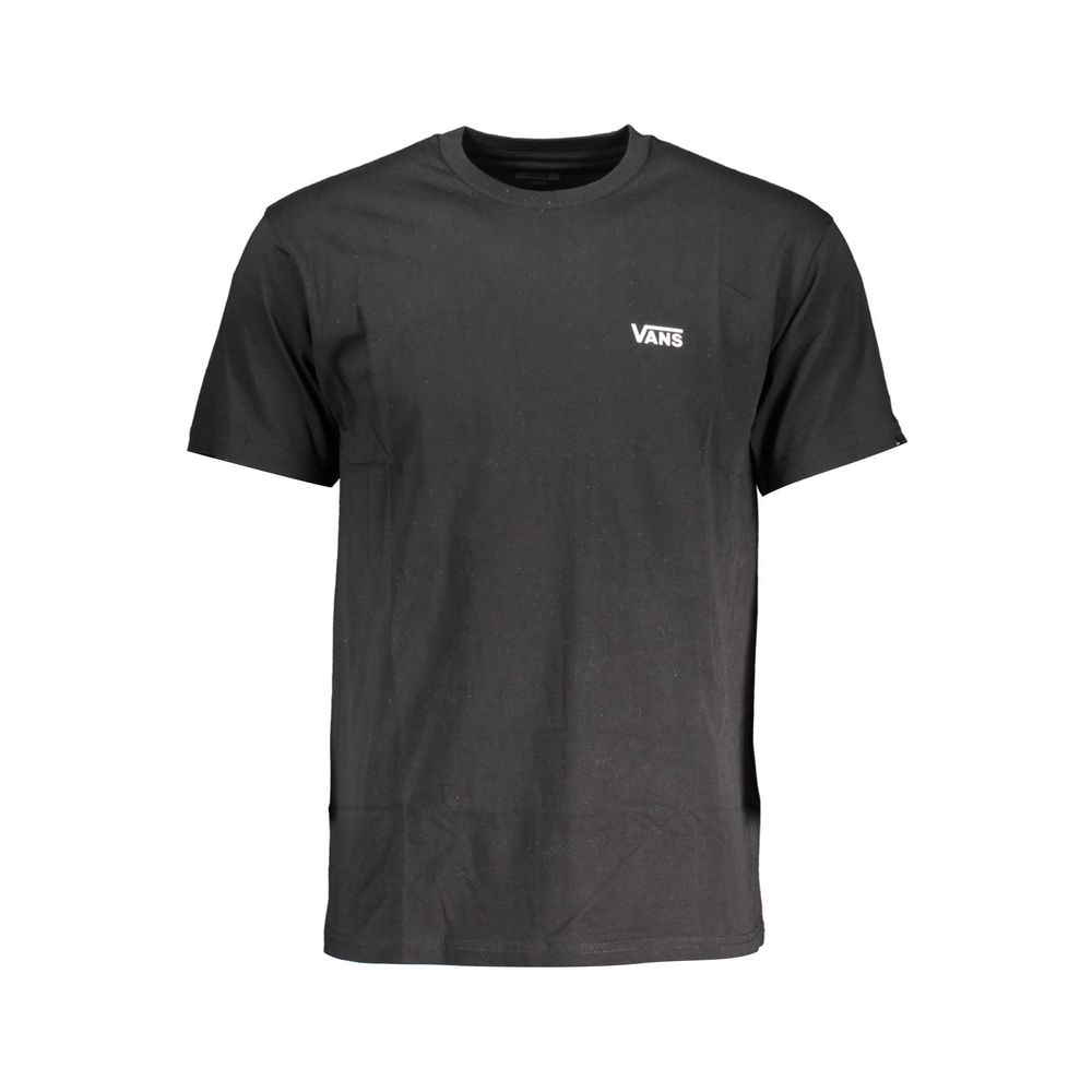 Vans Black Cotton Men T-Shirt featuring iconic logo print, short sleeve design, and breathable fabric for casual comfort.