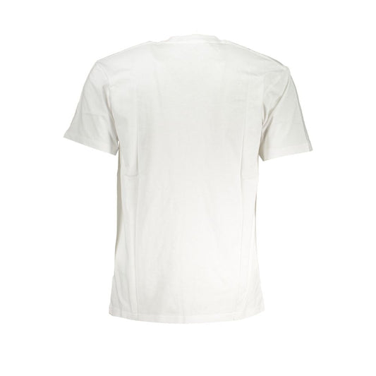 Back view of Vans White Cotton Men T-Shirt with classic design and soft material, perfect for casual or adventurous outings.