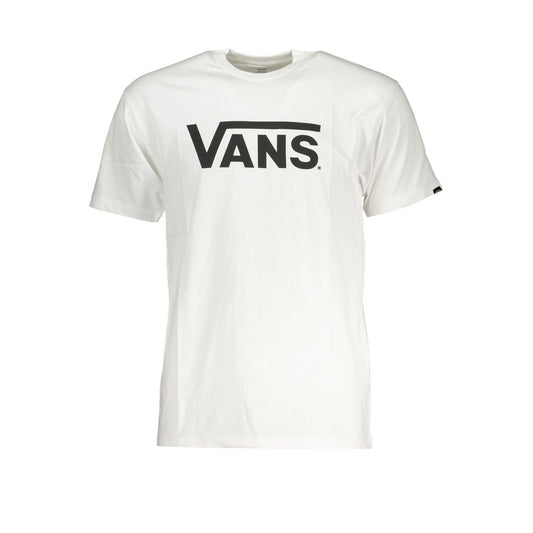 Vans White Cotton Men T-Shirt featuring soft cotton fabric and bold graphics for a stylish, casual look.