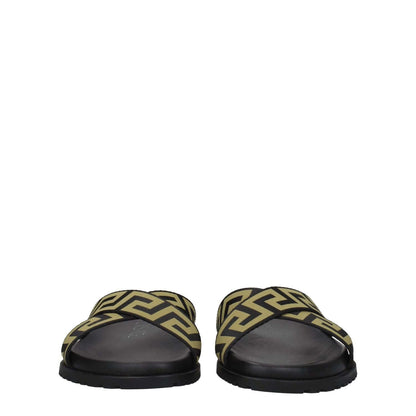 Versace Black Fabric Slippers