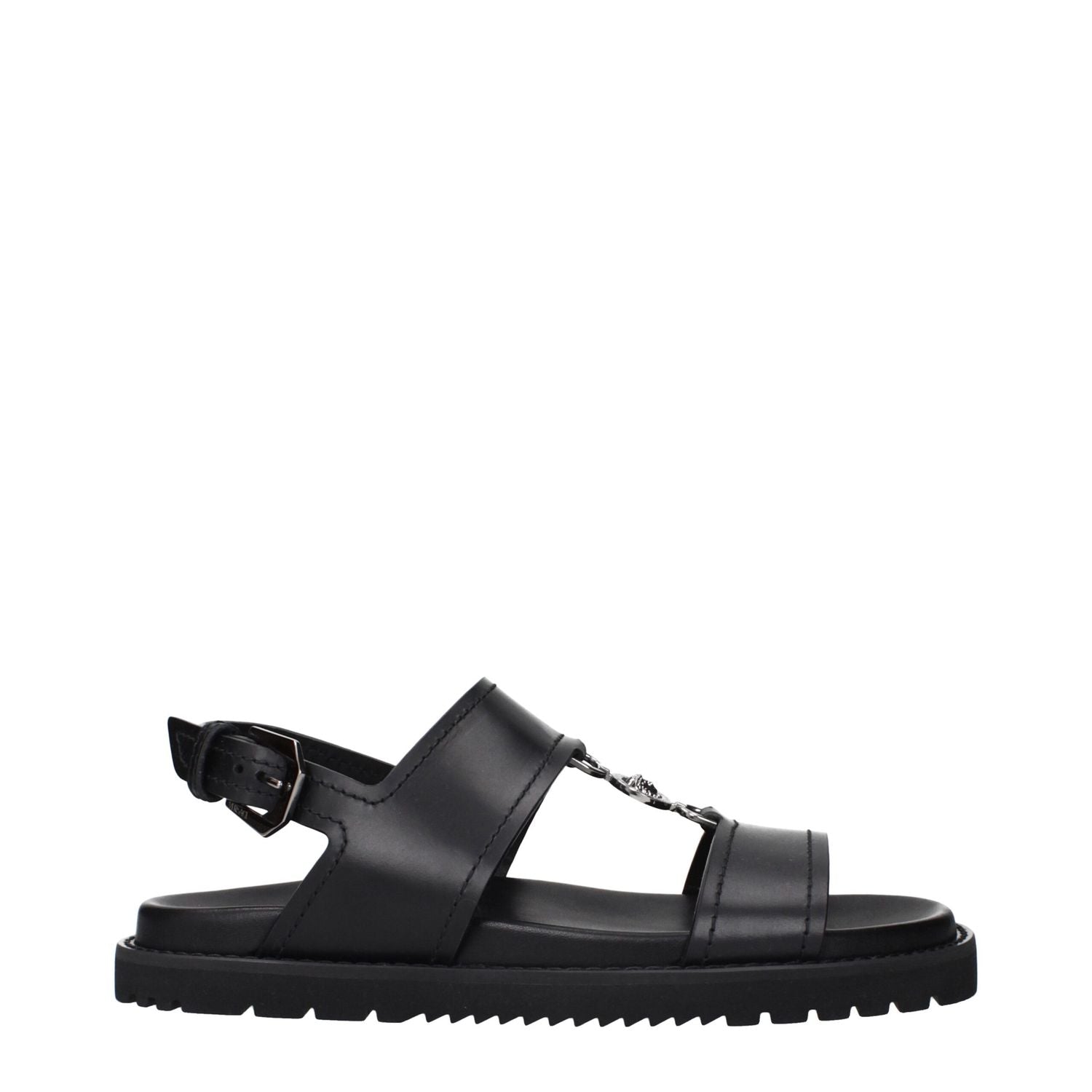 Versace Black Leather Sandals