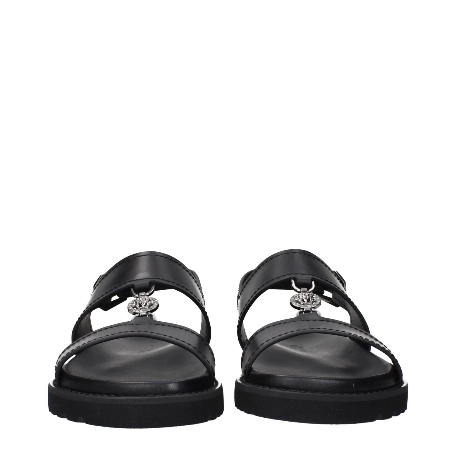 Versace Black Leather Sandals