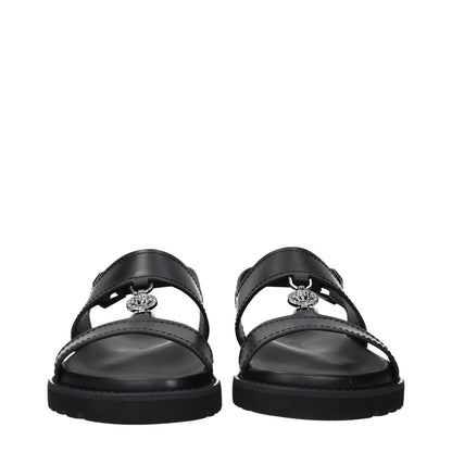 Versace Black Leather Sandals with front detail, MPN 10176071A135121B00E, code F84907, luxury sandals designed by Versace.