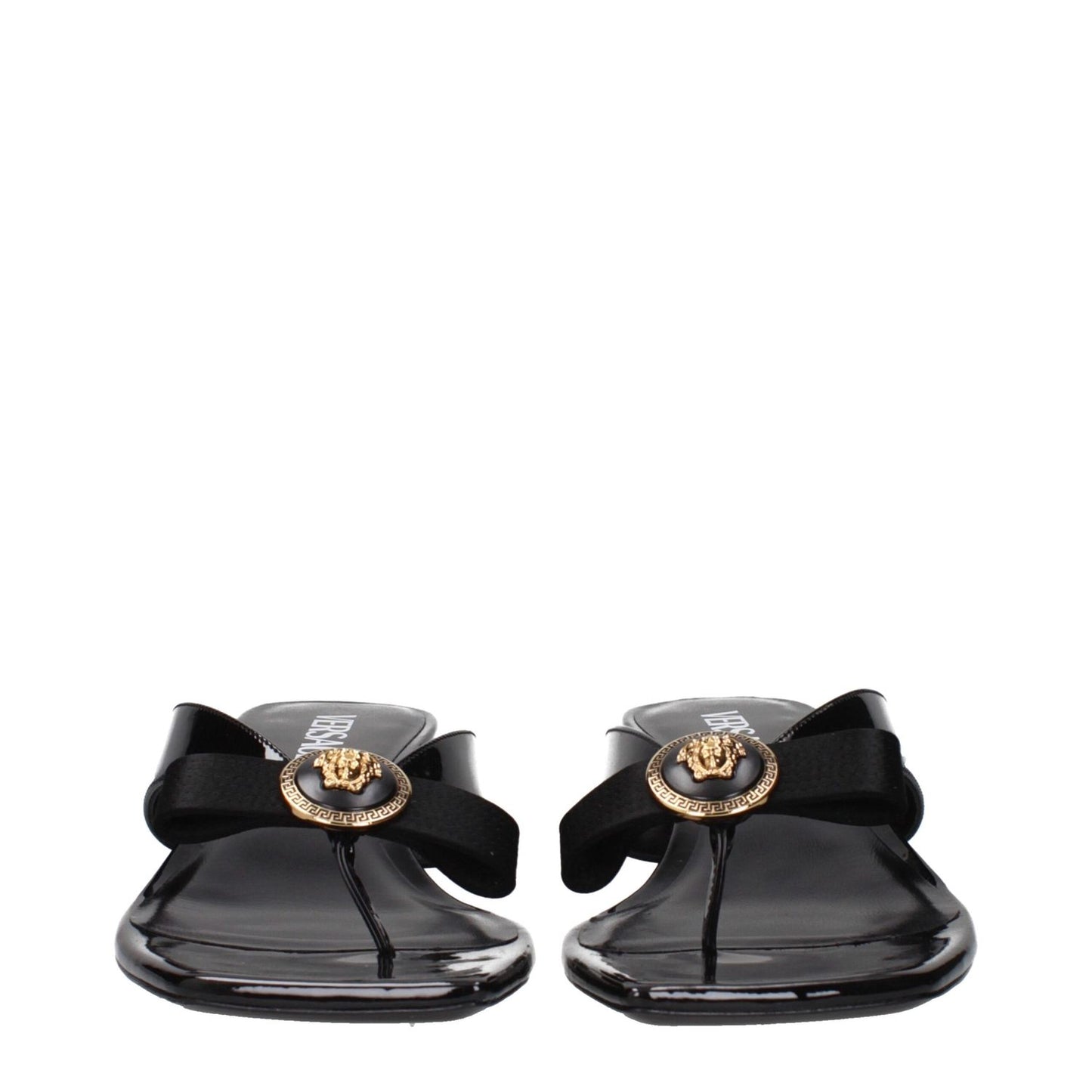 Versace Black Leather Stiletto Heel Sandals