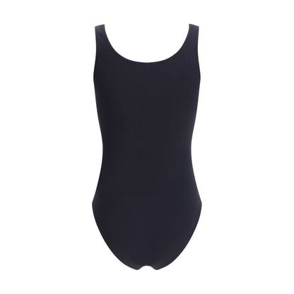 Wolford Black Polyamide Top, sleeveless Jamaika Bodysuit, Velvet fabric, deep round neckline, eco-friendly design, luxury fashion.