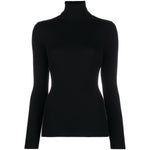 Wolford Sweaters Black ribbed knit turtle-neck fitted silhouette long sleeves in black virgin wool