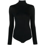 Wolford Top Black - Cotton blend bodysuit with roll neck and long sleeves, perfect for layering. Stretch-design for comfortable fit.