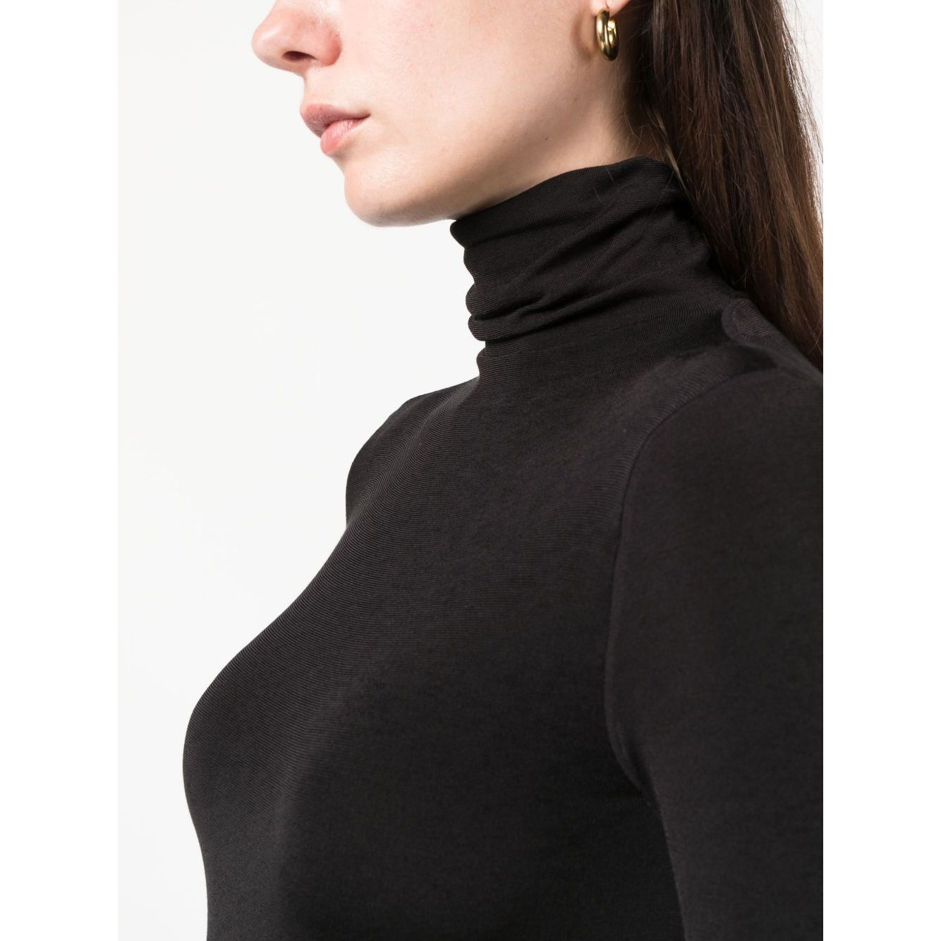 Wolford Top Black stretch-design roll neck with long sleeves, ideal for layering