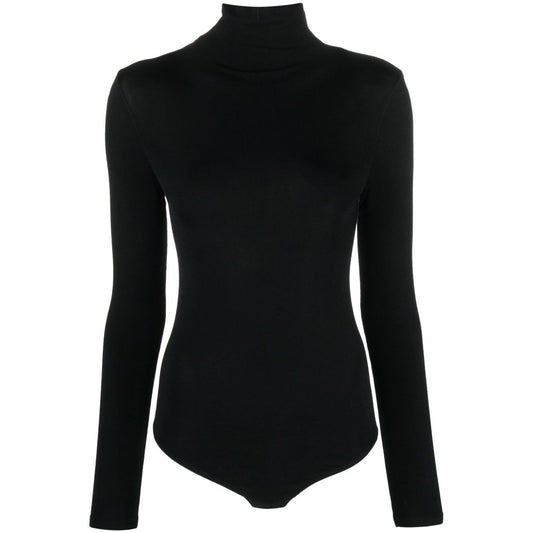 Wolford Top Black - Cotton blend bodysuit with roll neck and long sleeves, perfect for layering. Stretch-design for comfortable fit.