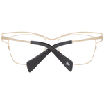 Yohji Yamamoto Gold Women Glasses Frame in titanium with full-rim square design, demo lenses, temples length 145 mm, includes soft case.