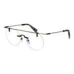 Yohji Yamamoto Gray Men Glasses Frame, rimless round style, grey metal frame with demo lenses, temples length 148mm, frame width 135mm.