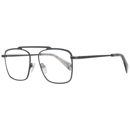 Yohji Yamamoto Gray Men Glasses Frame in gray titanium with blue-filter, aviator style, full-rim, size 53-16-145, demo lenses.