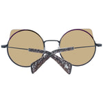 Yohji Yamamoto Gray Men Sunglass with gunmetal full-rim frame, gold mirrored lenses, and plastic temples for UVA/UVB protection.