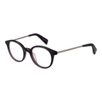 Yohji Yamamoto Purple Men Glasses Frame, full-rim metal and plastic round design with demo lenses, includes branded soft case, size 47-20-140.
