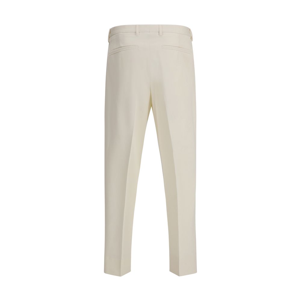 ZEGNA White Cotton Dress Pants with classic tailored design and back pockets, ideal for formal occasions, AW25 collection.