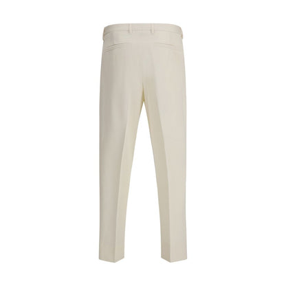 ZEGNA White Cotton Dress Pants with classic tailored design and back pockets, ideal for formal occasions, AW25 collection.