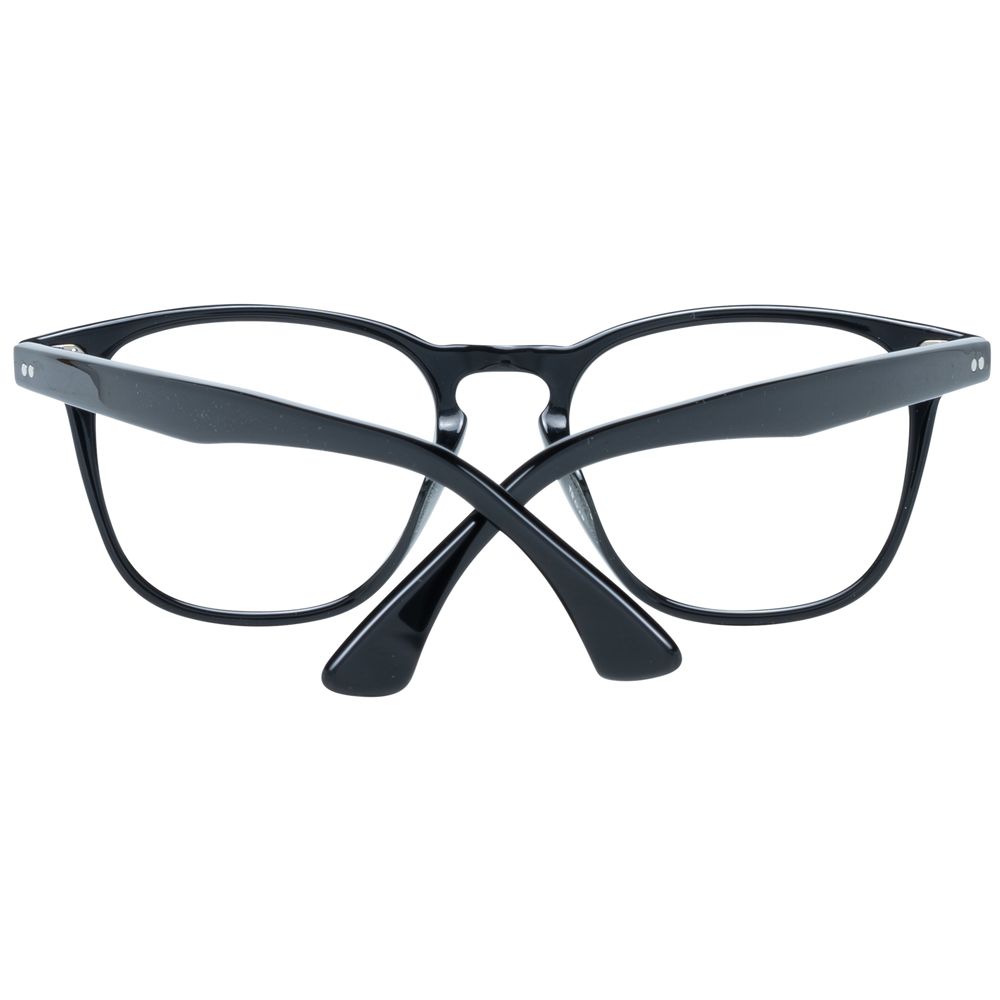 Front view of Zadig & Voltaire Black Men Glasses Frame, full-rim trapezium style, black plastic with 48-18-145 size.
