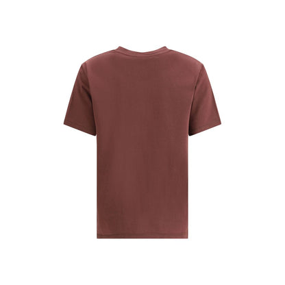 Back view of Zadig & Voltaire Bordeaux Cotton T-Shirt in plain design showcasing ribbed crew neck, rock-chic style for AW25.