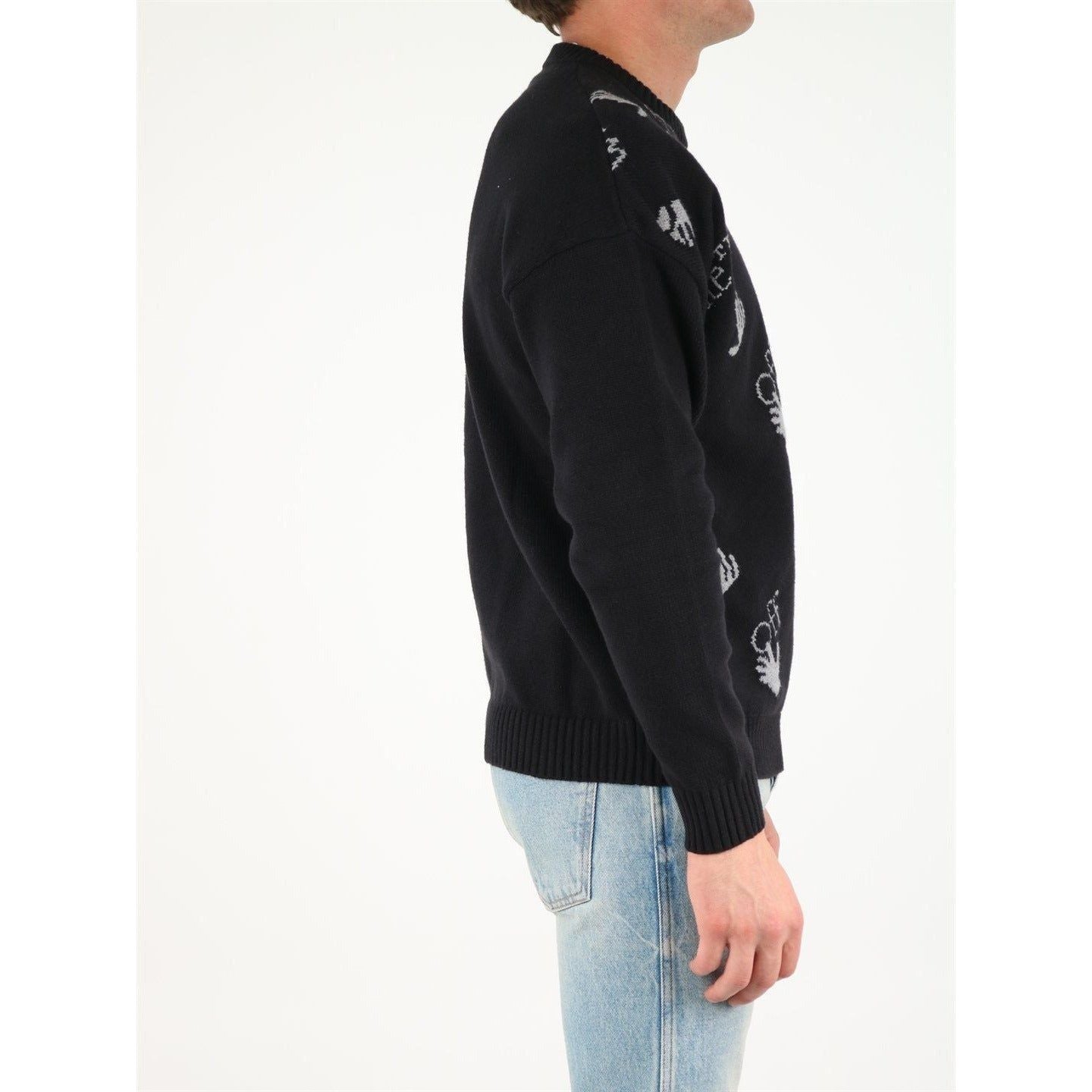 Off-White c/o Virgil Abloh All-Over Logo Crewneck Men's Sweater MAN KNITWEAR